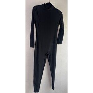 Speerise Womens High Neck Back Zip One Piece Full Body Black Catsuit Sz XL